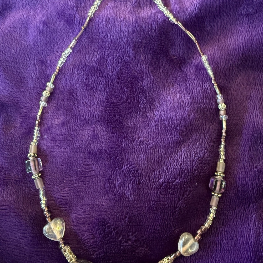 Handmade Silver and Purple Crystal Necklace
